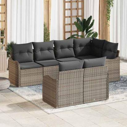 Set de canapele pentru grădină 7 pcs Gri Rattan poli GartenMobel Dekor