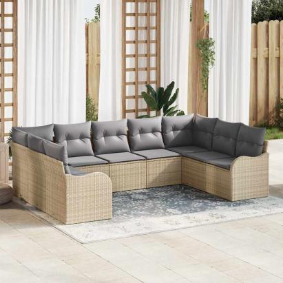 Set de canapele pentru grădină 9 pcs bej și gri deschis GartenMobel Dekor