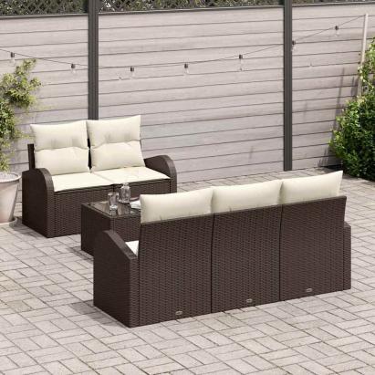 Set de canapele pentru grădină 6 pcs Maro și Crem poliratan GartenMobel Dekor