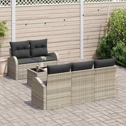 Set de canapele pentru grădină 6 pcs Gri deschis și gri închis GartenMobel Dekor