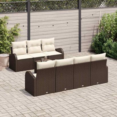 Set de canapele pentru grădină 8 pcs Maro, Crem 55 x 55 x 37 cm GartenMobel Dekor