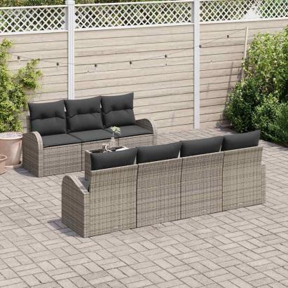 Set de canapele pentru grădină cu pernă cu depozitare 8 pcs Gri GartenMobel Dekor