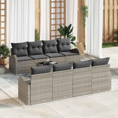 Set de canapele pentru grădină 9 pcs Gri deschis și gri închis GartenMobel Dekor