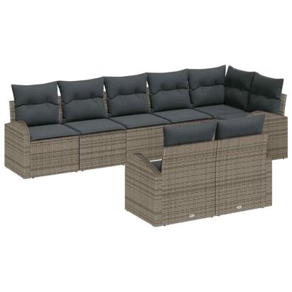 Set de canapele pentru grădină cu pernă 8 pcs Gri poliratan GartenMobel Dekor