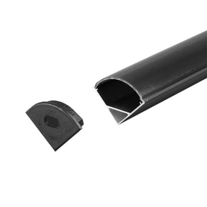 Profil aluminiu pentru bandă LED 2 m, 16 x 16 mm, negru