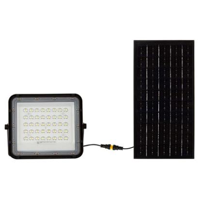 Reflector solar LED 10W 800 lm 6400K IP65 negru, cu panou solar