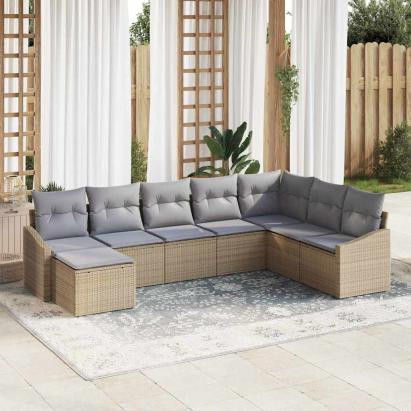 Set de canapele pentru grădină 8 pcs Beige și gri deschis GartenMobel Dekor