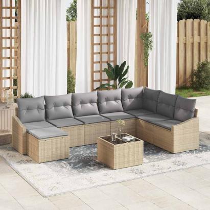 Set de canapele pentru grădină 8 pcs Beige și gri deschis GartenMobel Dekor