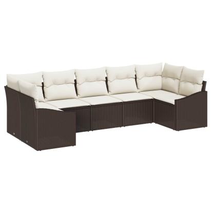 Set de canapele pentru grădină 7 pcs Maro și Crem poliratan GartenMobel Dekor