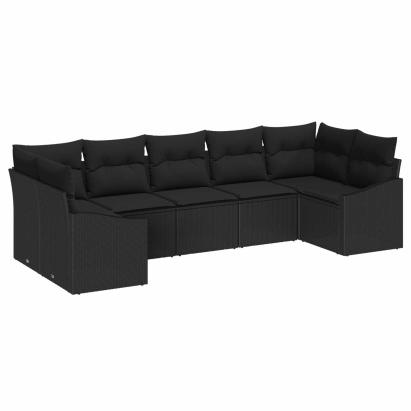 Set de canapele pentru grădină 7 pcs Negru poliratan GartenMobel Dekor
