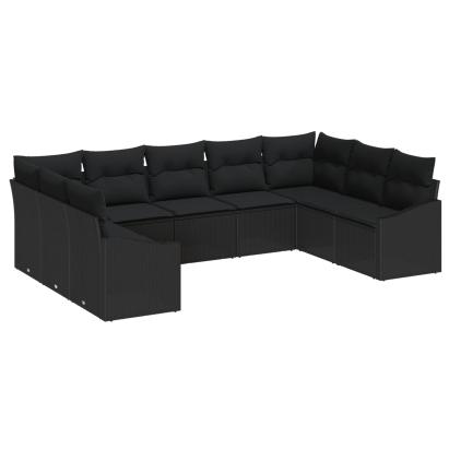 Set de canapele pentru grădină 9 pcs Negru poliratan GartenMobel Dekor