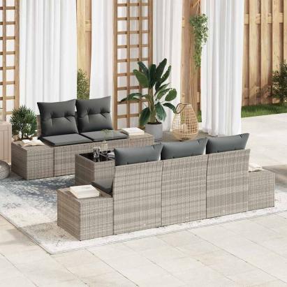 Set de canapele pentru grădină 6 pcs Gri deschis și gri închis GartenMobel Dekor