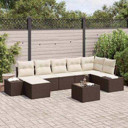 Set de canapele pentru grădină cu pernă 7 pcs Maro poliratan GartenMobel Dekor
