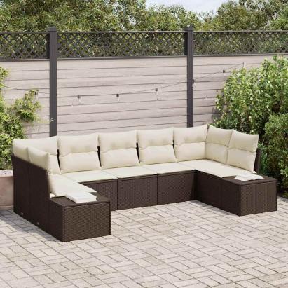 Set de canapele pentru grădină 7 pcs Maro și Crem Rattan poli GartenMobel Dekor