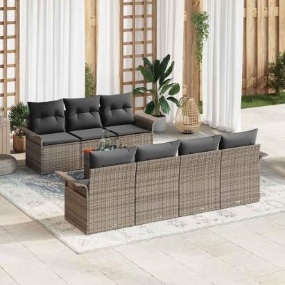 Set de canapele pentru grădină 8 pcs Gri poliratan GartenMobel Dekor