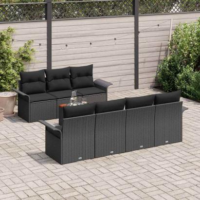Set de canapele pentru grădină 8 pcs Negru poliratan GartenMobel Dekor