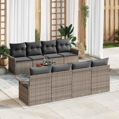Set de canapele pentru grădină 9 pcs Gri poliratan GartenMobel Dekor