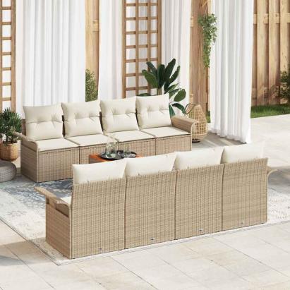 Set de canapele pentru grădină 9 pcs Bej și crem poliratan GartenMobel Dekor