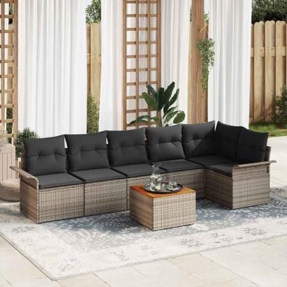 Set de canapele pentru grădină 7 pcs Gri poliratan GartenMobel Dekor