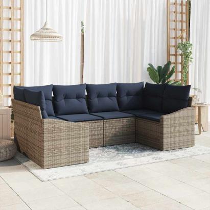 Set de canapele pentru grădină 6 pcs Gri și albastru marin GartenMobel Dekor