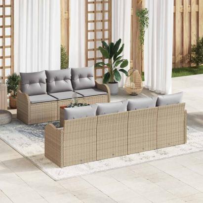 Set de canapele pentru grădină 8 pcs Beige și gri deschis GartenMobel Dekor