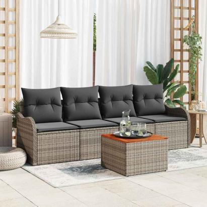 Set de canapele pentru grădină 5 pcs Gri poliratan GartenMobel Dekor