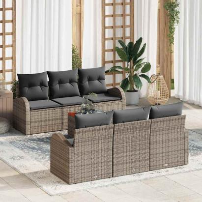 Set de canapele pentru grădină 7 pcs Gri poliratan GartenMobel Dekor