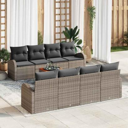 Set de canapele pentru grădină 9 pcs Gri poliratan GartenMobel Dekor