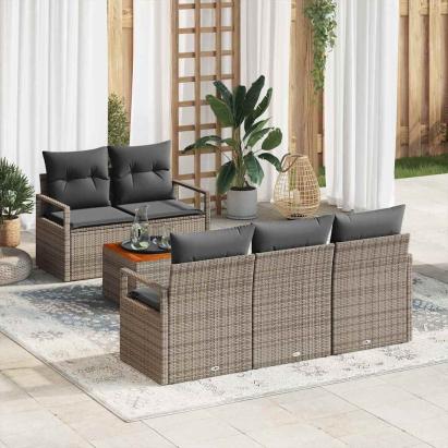Set de canapele pentru grădină 6 pcs Gri poliratan GartenMobel Dekor