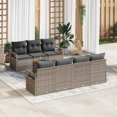 Set de canapele pentru grădină 8 pcs Gri poliratan GartenMobel Dekor