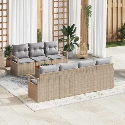 Set de canapele pentru grădină 8 pcs Beige și gri deschis GartenMobel Dekor