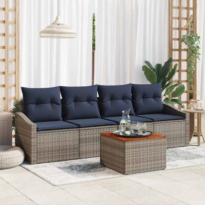Set de canapele pentru grădină 5 pcs Gri și albastru marin GartenMobel Dekor