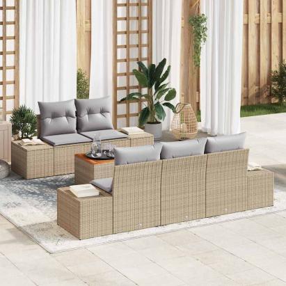 Set de canapele pentru grădină 6 pcs Beige și gri deschis GartenMobel Dekor