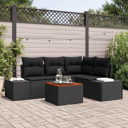 Set de canapele pentru grădină 5 pcs Negru poliratan GartenMobel Dekor