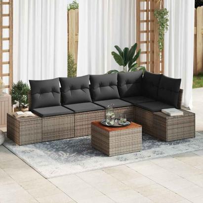 Set de canapele pentru grădină 6 pcs Gri poliratan GartenMobel Dekor
