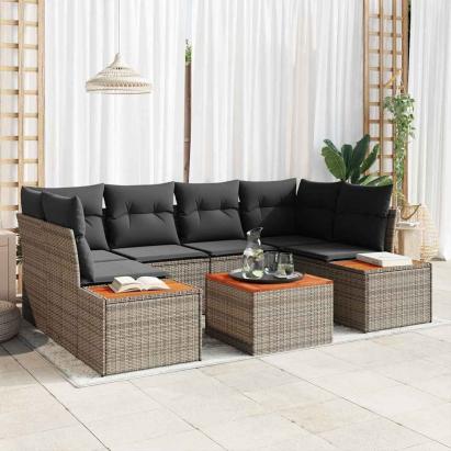 Set de canapele pentru grădină 7 pcs Gri Rattan poli GartenMobel Dekor