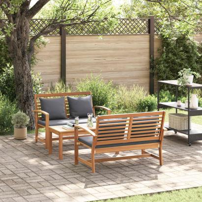 Set de canapele pentru grădină 3 pcs natural Lemn solid de tec GartenMobel Dekor