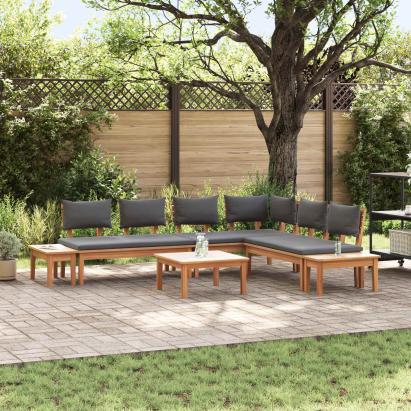 Set de canapele pentru grădină 3 pcs Maro și gri GartenMobel Dekor