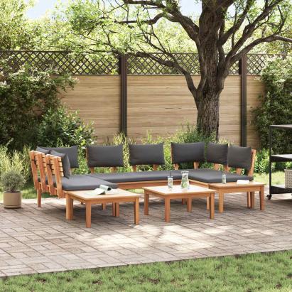 Set de canapele pentru grădină 4 pcs Maro și gri GartenMobel Dekor
