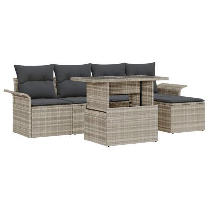Set de canapele pentru grădină 6 pcs Gri deschis Rattan poli GartenMobel Dekor