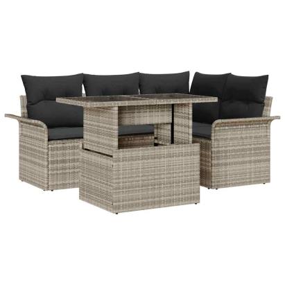 Set de canapele pentru grădină 5 pcs Gri deschis Rattan poli GartenMobel Dekor