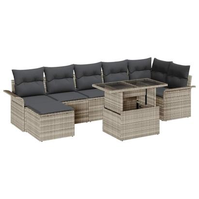 Set de canapele pentru grădină 8 pcs Gri deschis Rattan poli GartenMobel Dekor