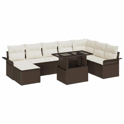 Set de canapele pentru grădină cu pernă 9 pcs Maro și Crem GartenMobel Dekor
