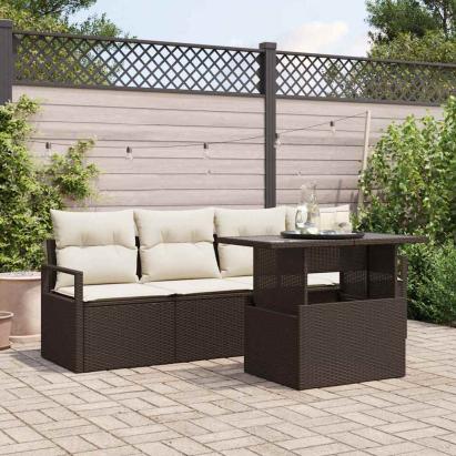 Set de canapele pentru grădină 5 pcs Maro Rattan poli GartenMobel Dekor