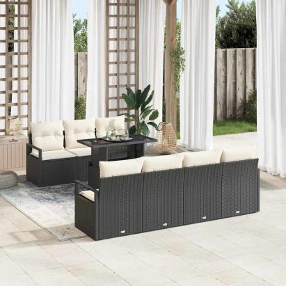 Set de canapele pentru grădină 8 pcs Negru Rattan poli GartenMobel Dekor