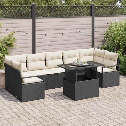 Set de canapele pentru grădină 8 pcs Negru Rattan poli GartenMobel Dekor