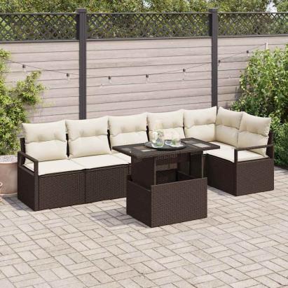 Set de canapele pentru grădină 7 pcs Maro Rattan poli GartenMobel Dekor