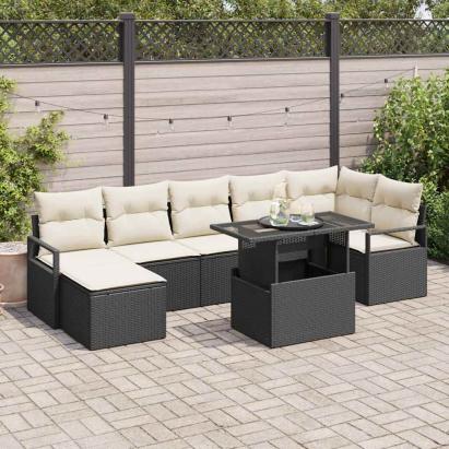 Set de canapele pentru grădină 8 pcs Negru Rattan poli GartenMobel Dekor
