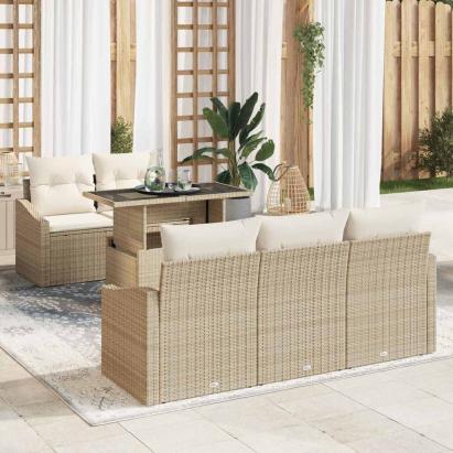 Set de canapele pentru grădină 6 pcs Bej Rattan poli GartenMobel Dekor