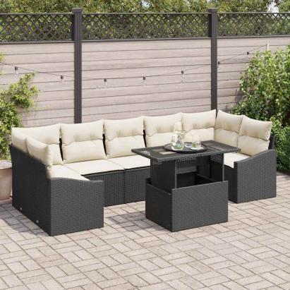 Set de canapele pentru grădină 8 pcs Negru Rattan poli GartenMobel Dekor